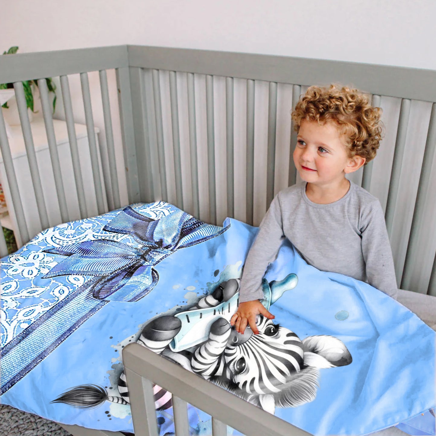 Sleeping Baby Zebra Cot Set