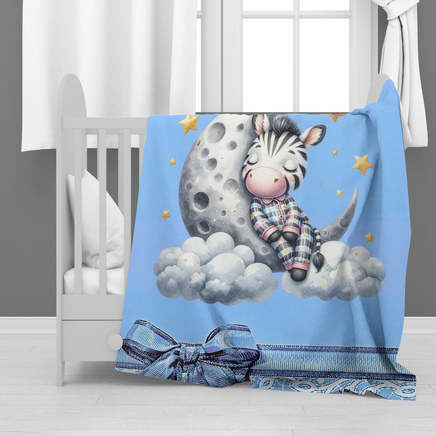 Sleeping Baby Zebra Minky Blanket