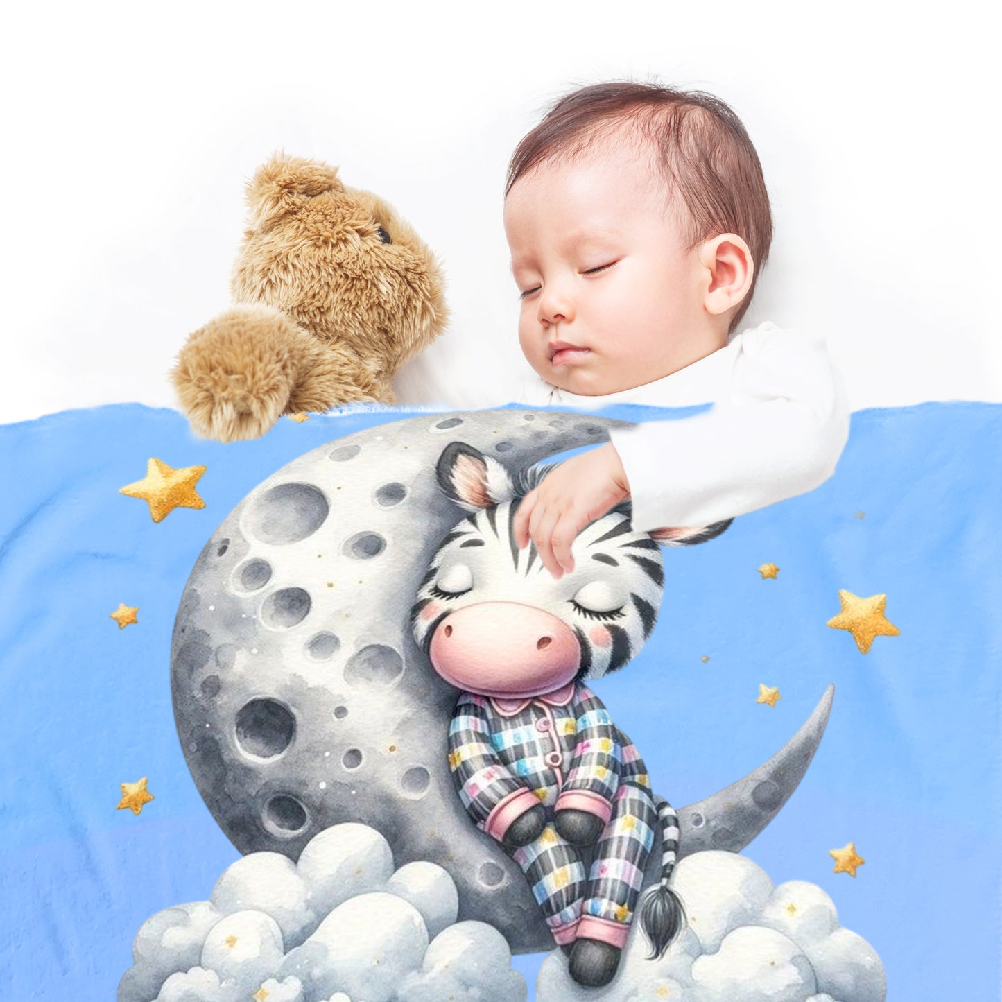 Sleeping Baby Zebra Minky Blanket