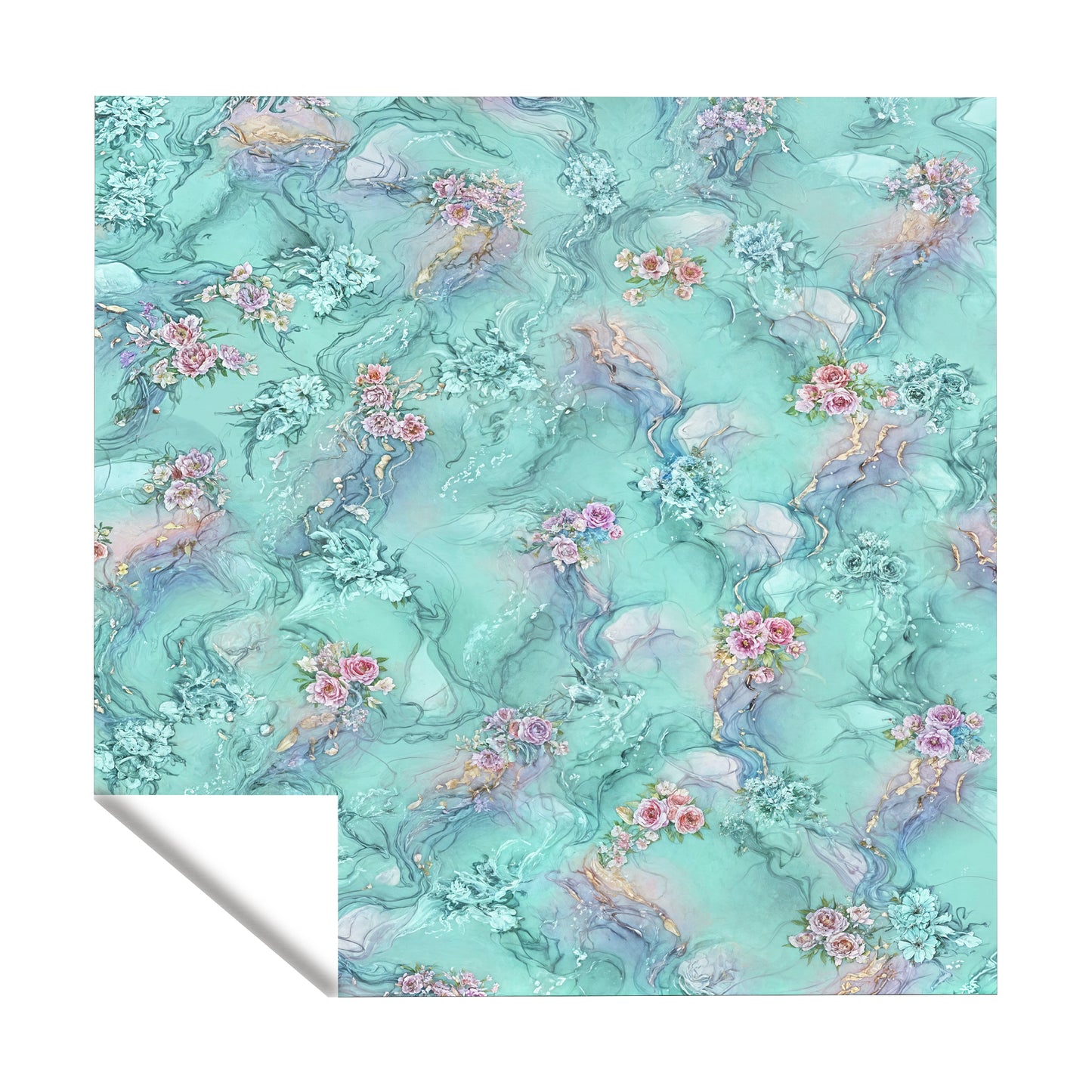 Small Bouquets in Green Square Tablecloth