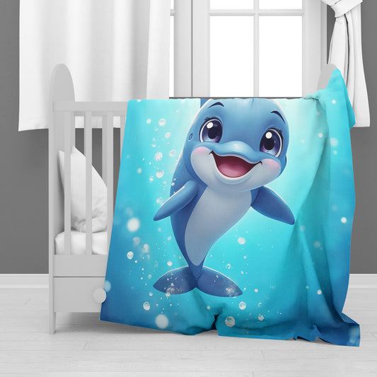 Smiley Dolphin Minky Blanket