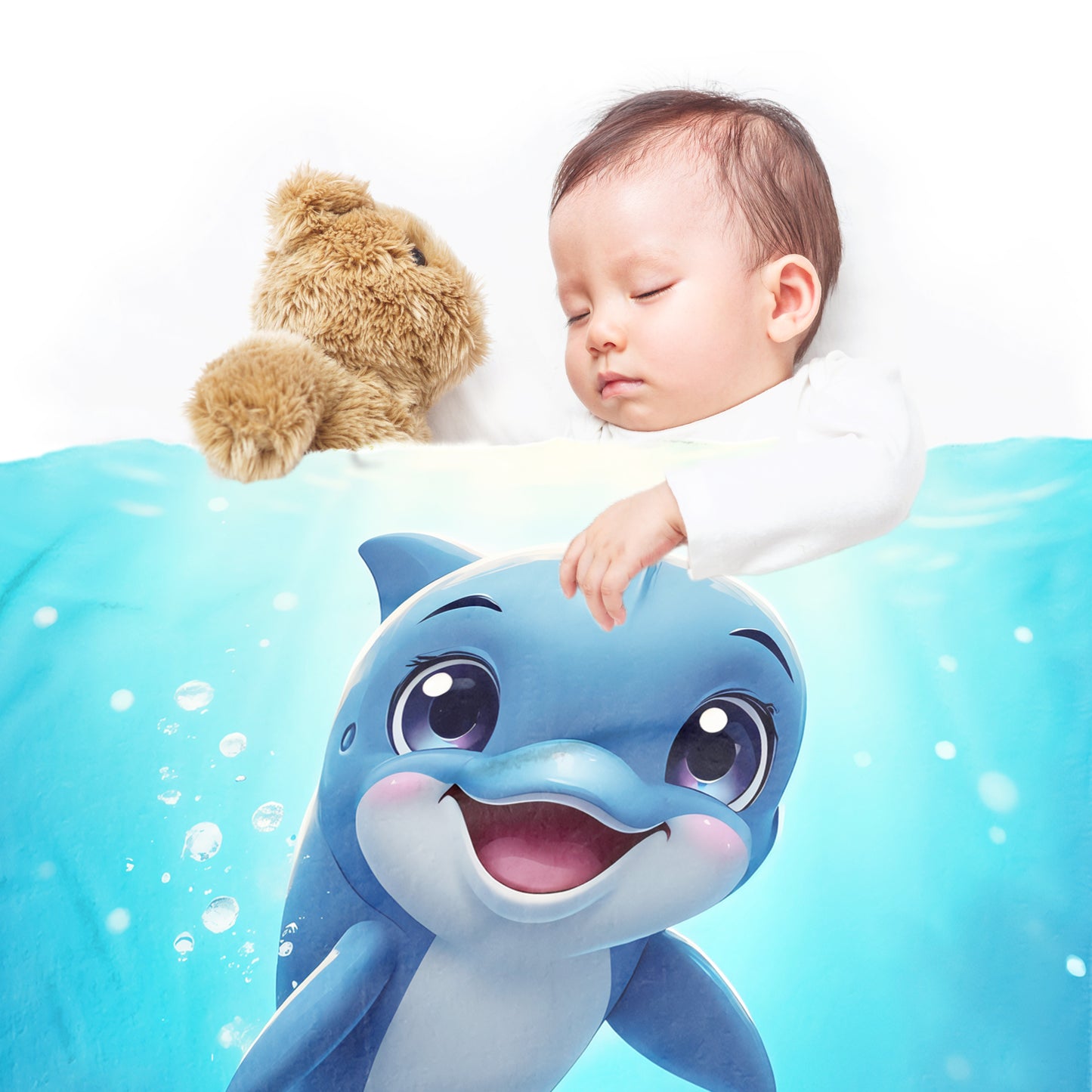 Smiley Dolphin Minky Blanket