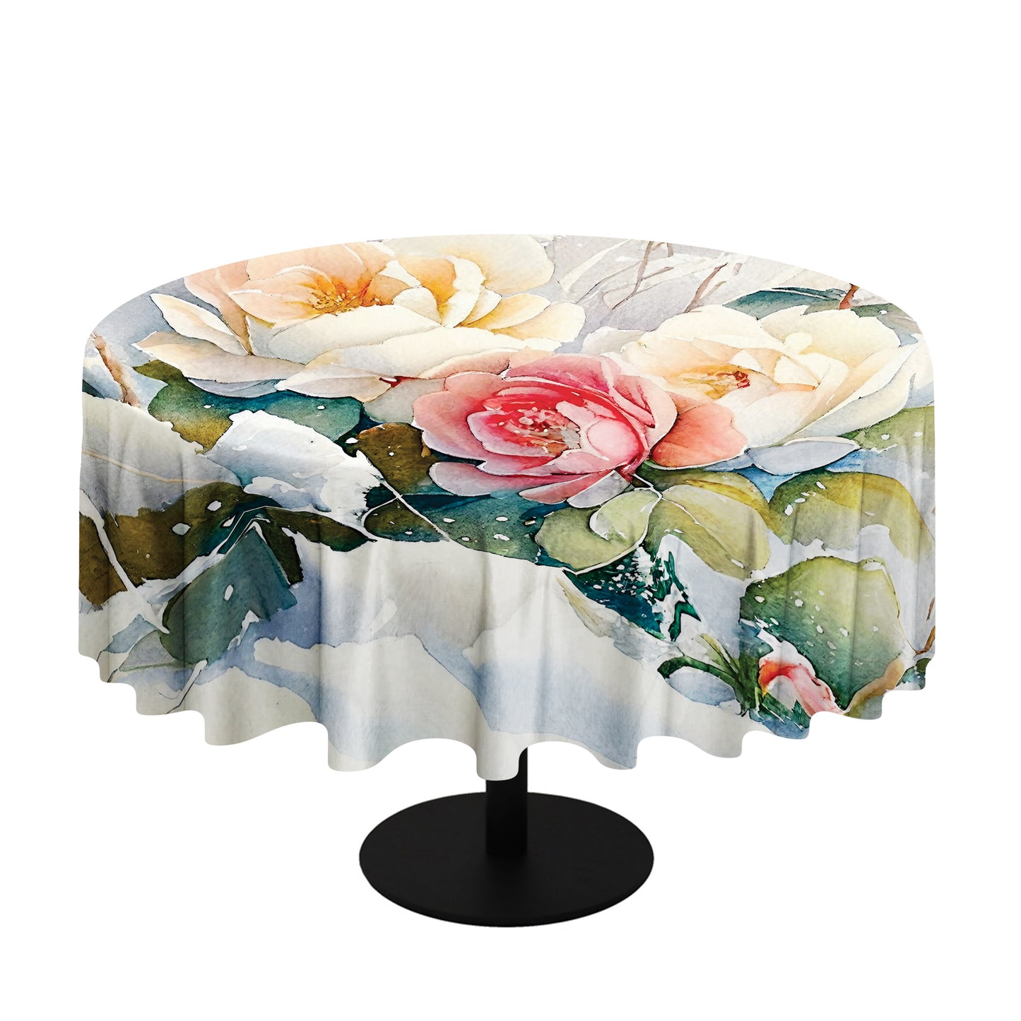 Snow in The Garden Round Tablecloth