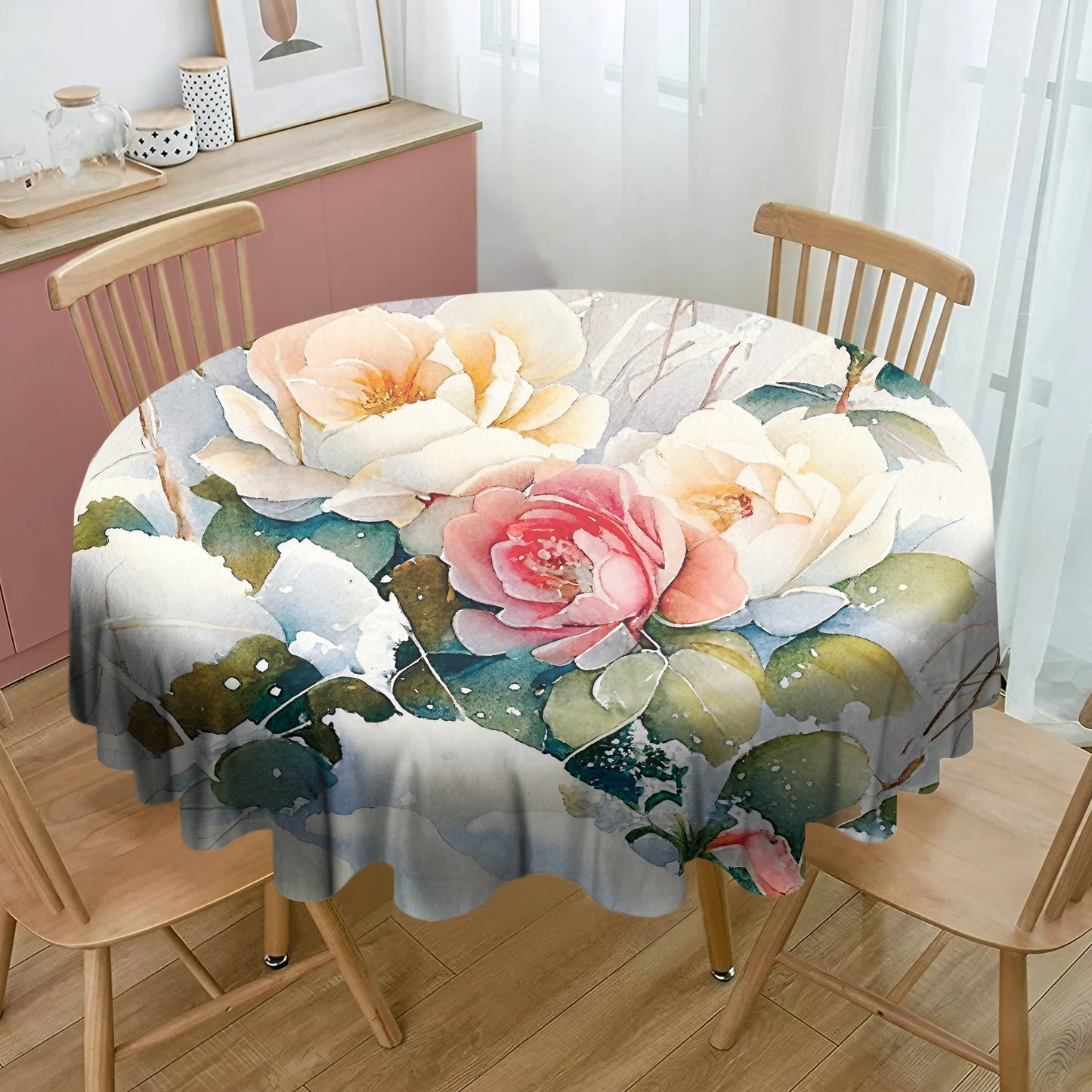 Snow in The Garden Round Tablecloth