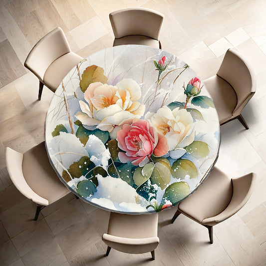 Snow in The Garden Round Tablecloth