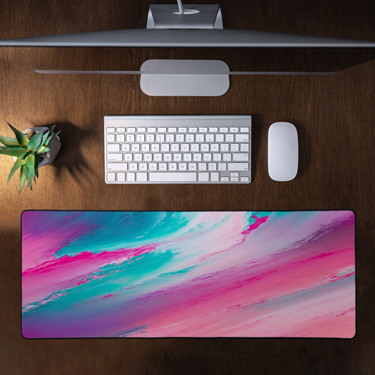 Soft Pink And Blue Waves Large Desk Pad