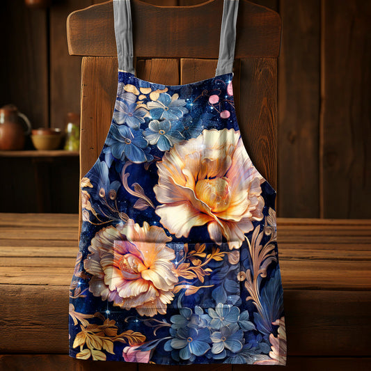 Soft Florals Indigo Apron