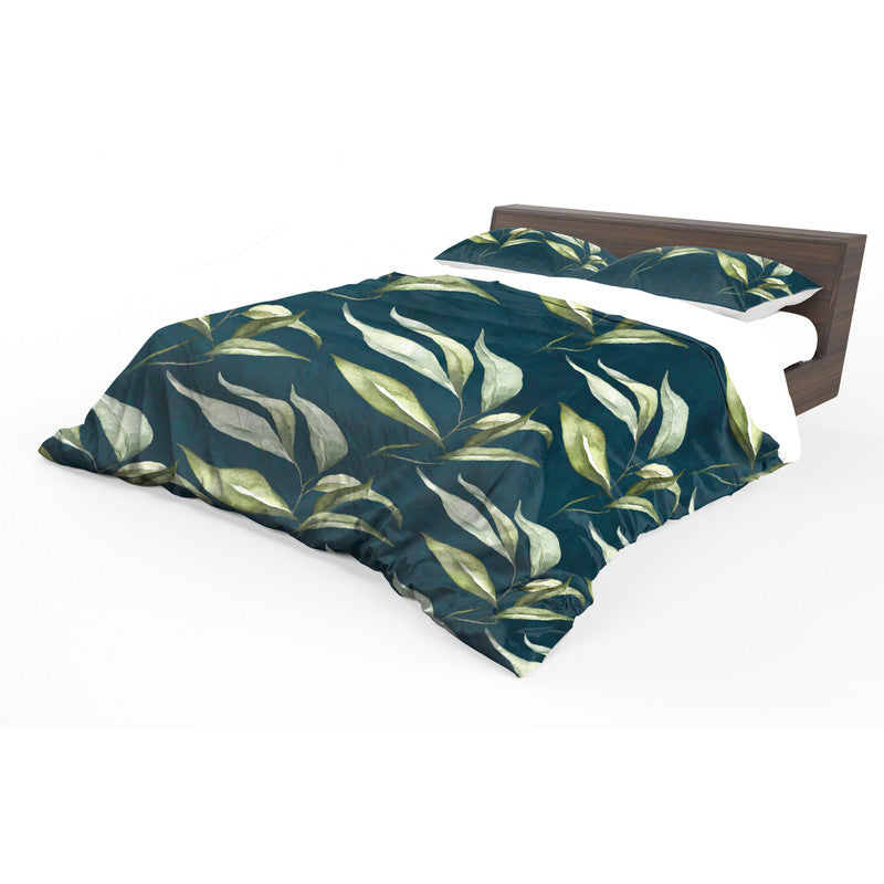 Soft Green Leaves on Dark Teal Duvet Cover Set by Mark van Vuuren
