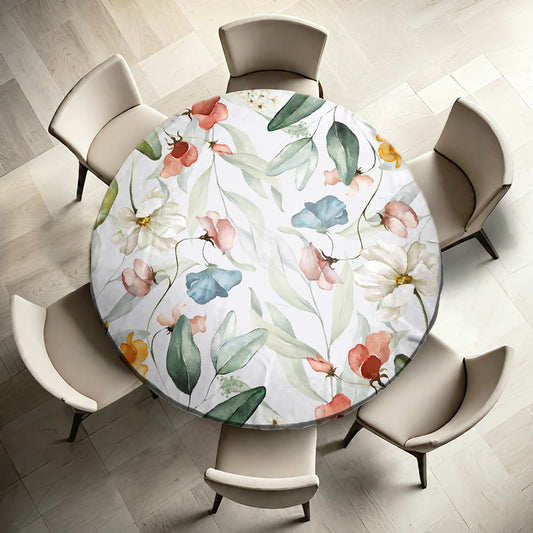 Soft Leaf Vines Round Tablecloth by Mark van Vuuren