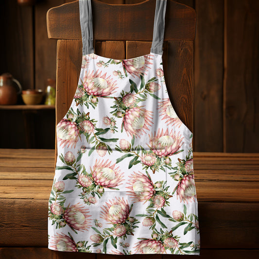 Soft Proteas Medium Length Apron By Mark Van Vuuren