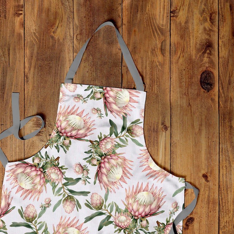 Soft Proteas Medium Length Apron By Mark Van Vuuren