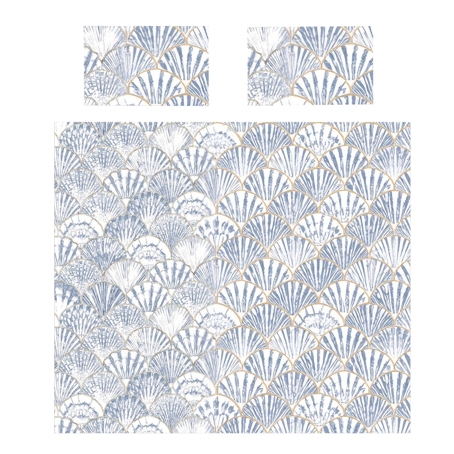 Soft Blue Fan Pattern Duvet Cover Set