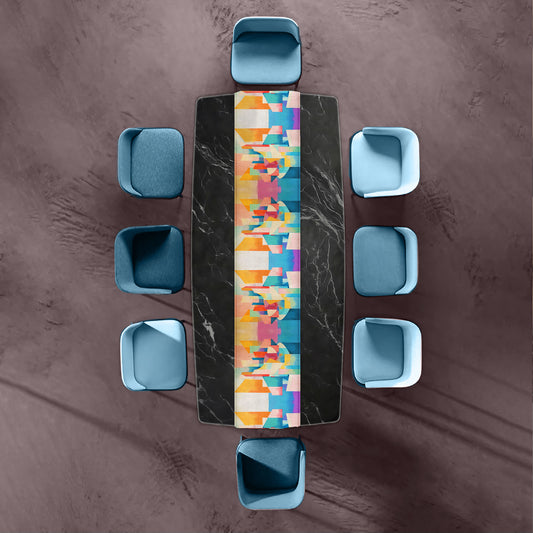 Soft Coloured Cubism Table Runner