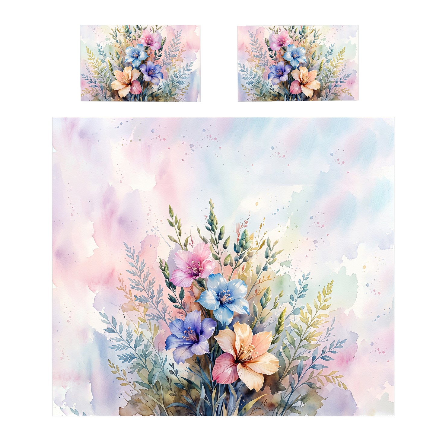 Soft Pastel Wildflower Duvet Cover Set