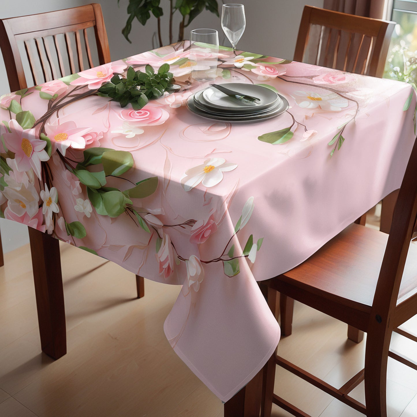 Soft Pink Square Tablecloth