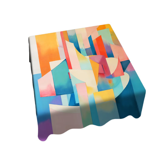 Soft Pink Cubism Square Tablecloth