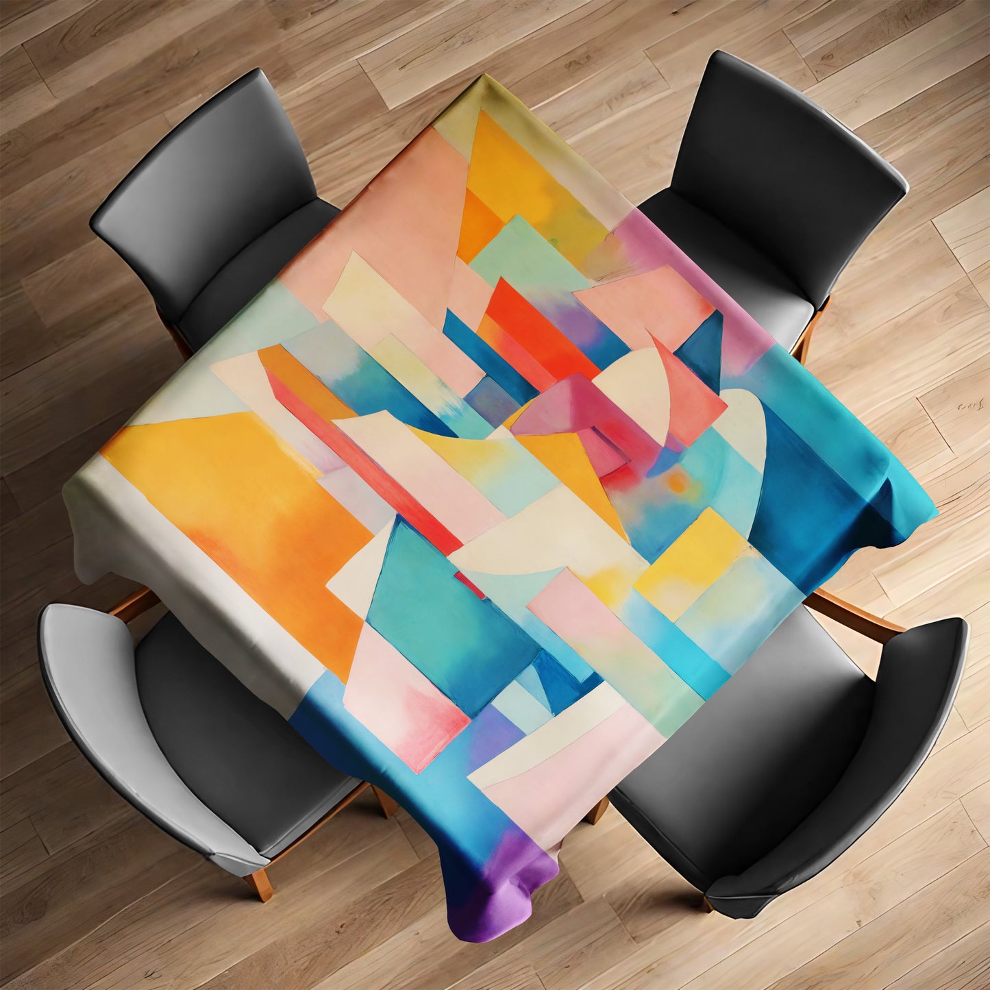 Soft Pink Cubism Square Tablecloth