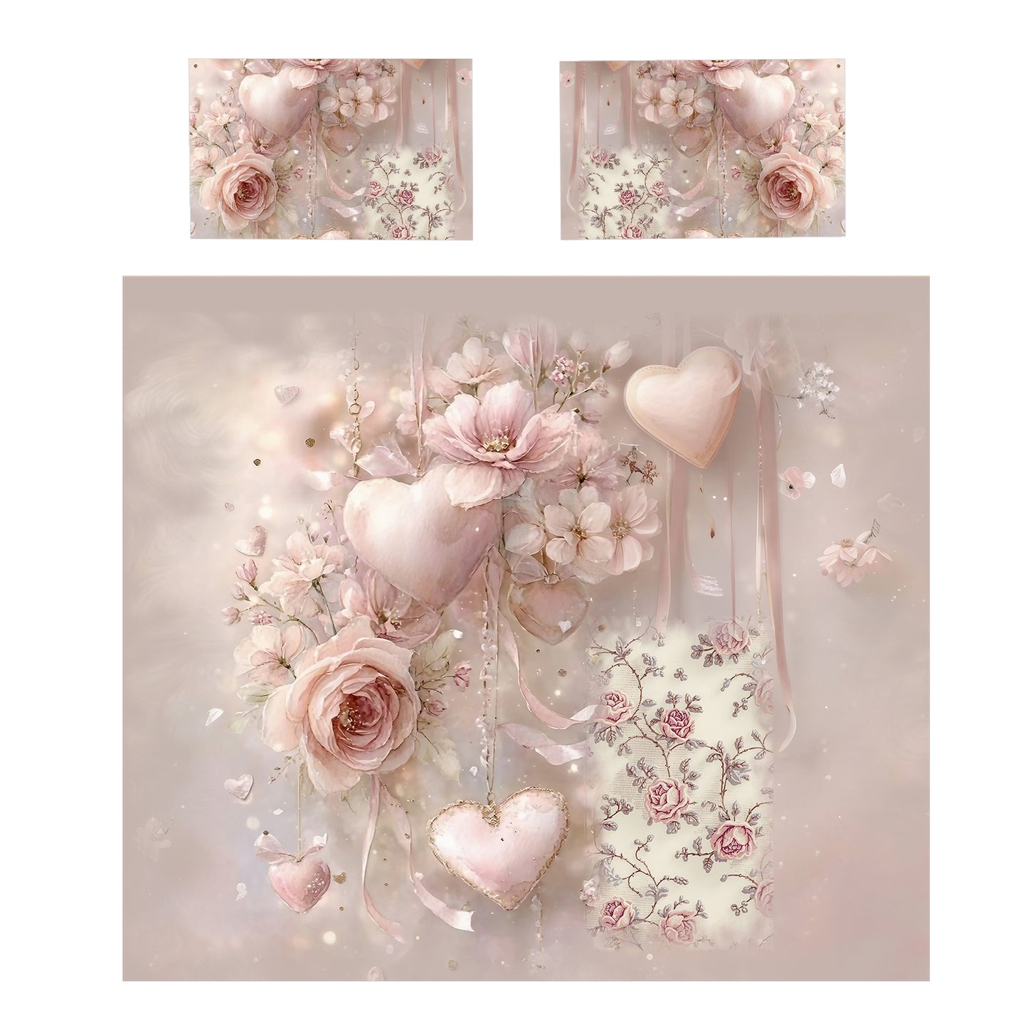 Soft Pink Hearts Duvet Cover Set