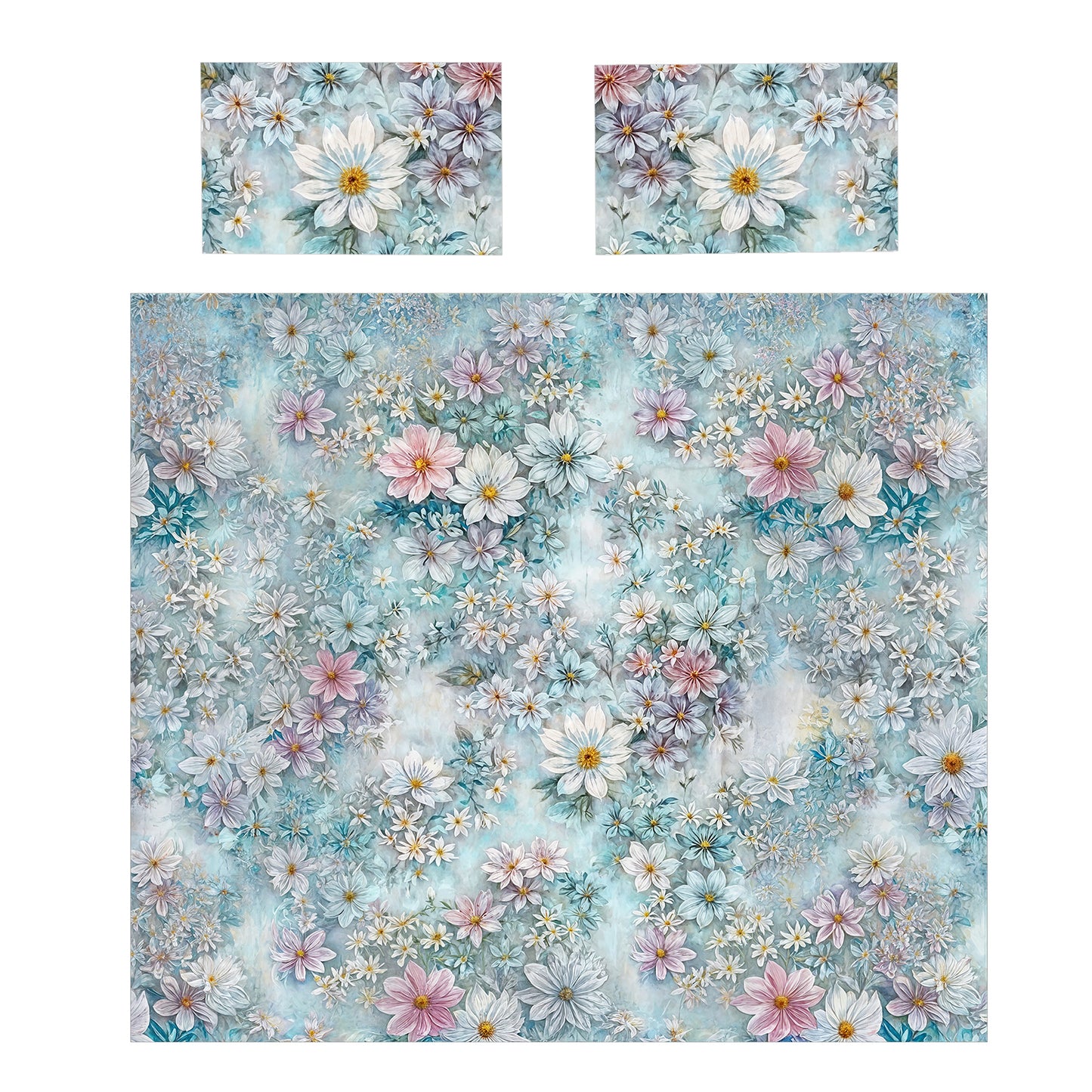Soft Shades Teal Daisies Duvet Cover Set