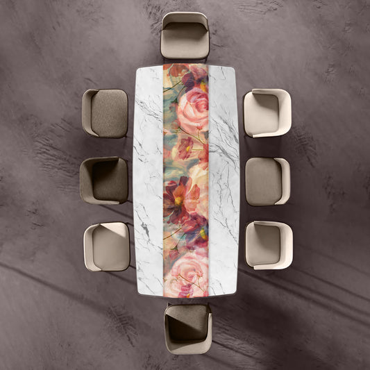 Soft Cosmos & Rose Pattern Table Runner By Mark van Vuuren