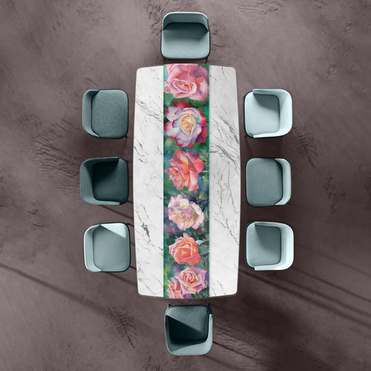 Soft Pink Painted Roses Table Runner