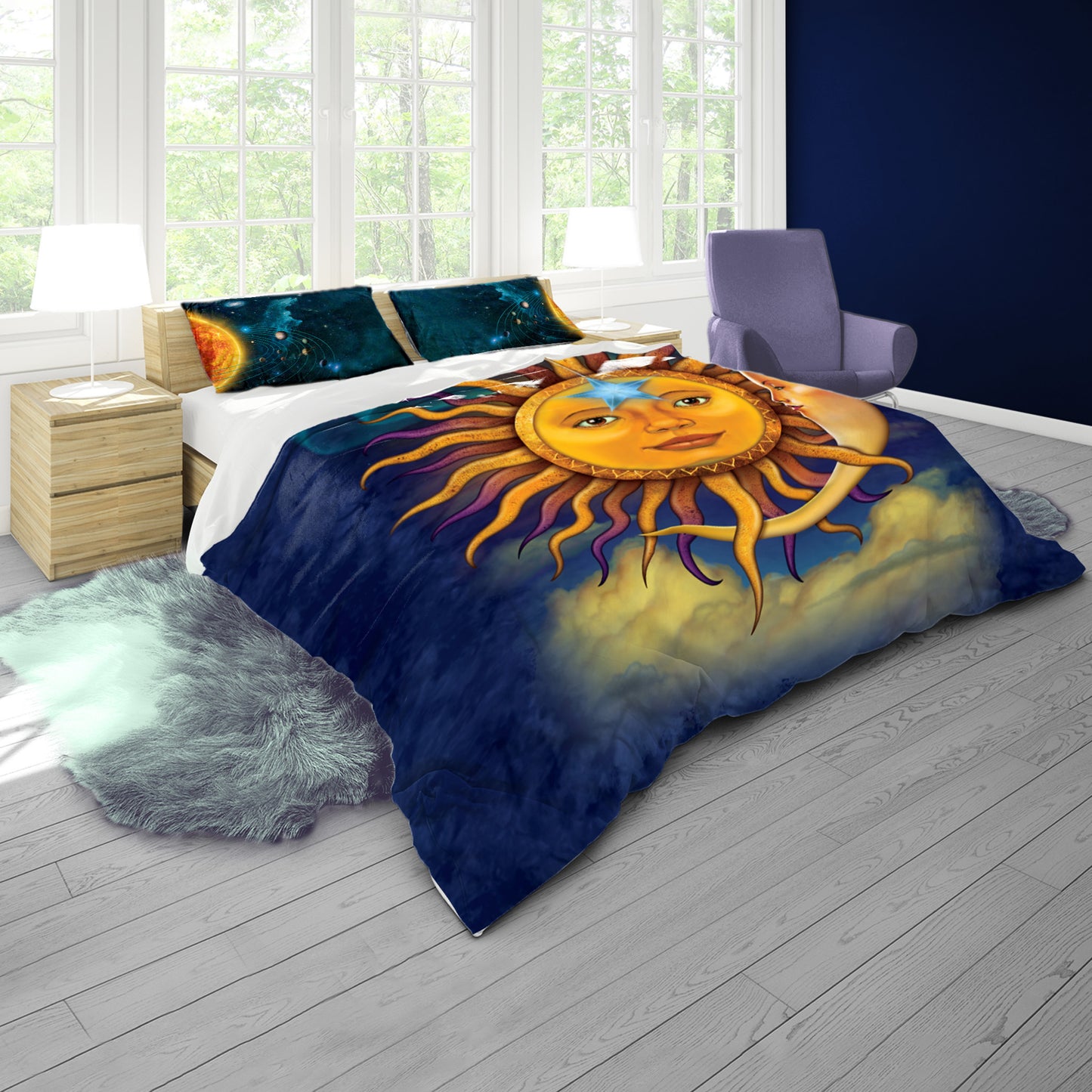 Solar System Sun and Moon Duvet Cover Set By Vincent Hie