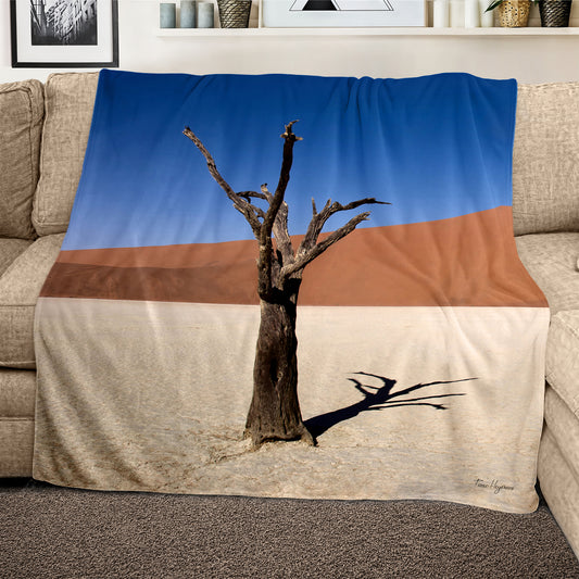 Sossusvlei Trees Desert Namibia Light Weight Fleece Blanket By Fanie Heymans