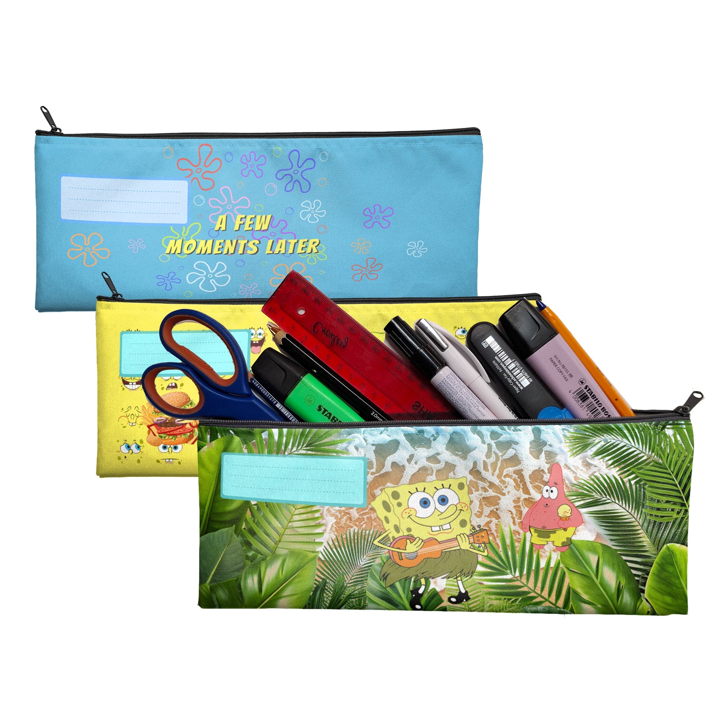 Zip & Go Sponge Bob Party Pencil Bags Set of 3
