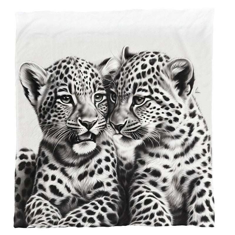 Spotted Companions Leopard Babies Light Weight Fleece Blanket by Nathan Pieterse
