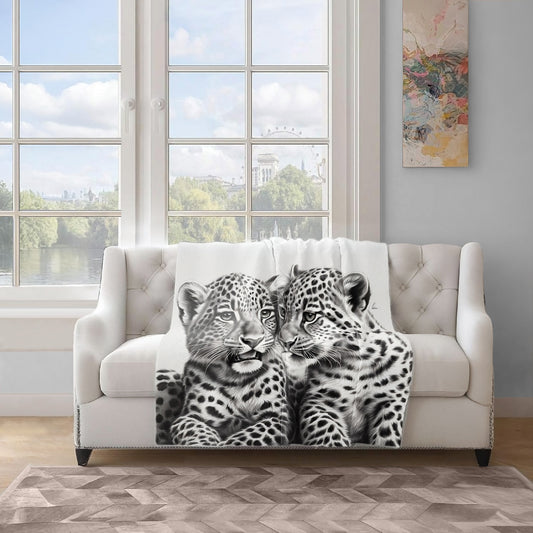 Spotted Companions Leopard Babies Light Weight Fleece Blanket by Nathan Pieterse