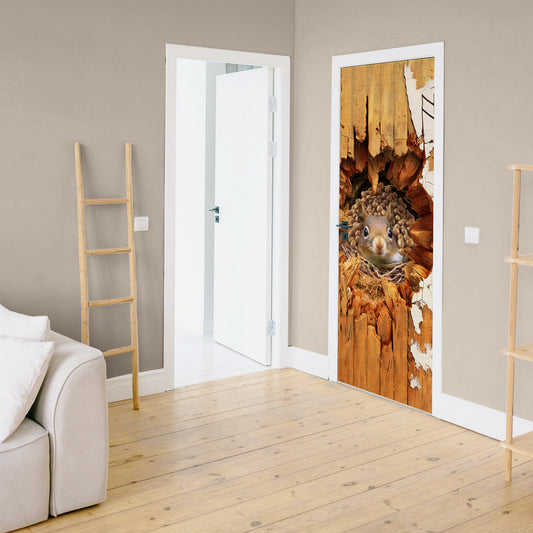 Squirrel In Burrow Door Decoupage