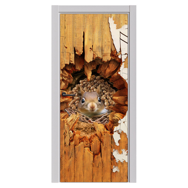 Squirrel In Burrow Door Decoupage