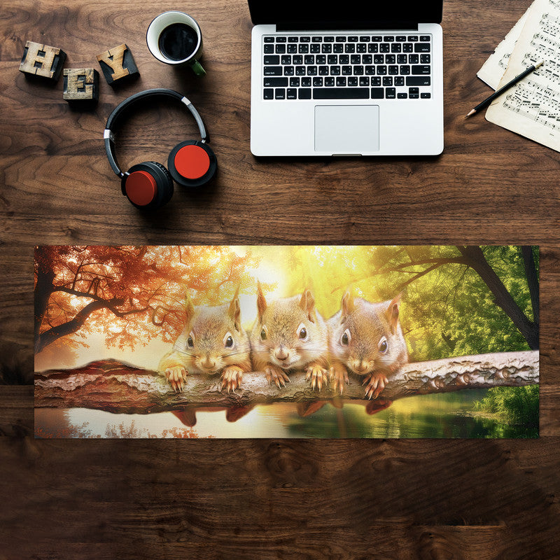 Squirrel Seasons Large Desk Pad