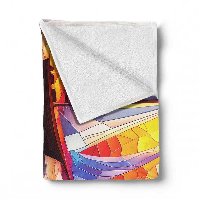 Stained Glass Ocean Light Weight Fleece Blanket by Wikus Schalkwyk
