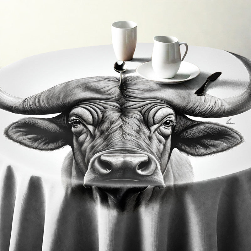 Stalwart Spirit Buffalo Round Tablecloth by Nathan Pieterse