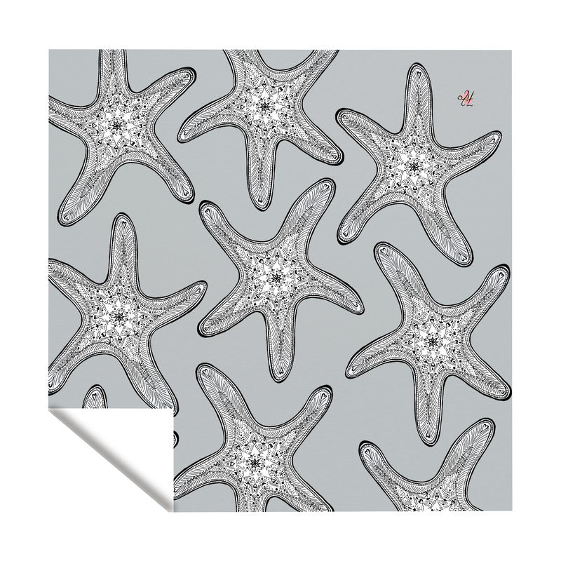 Starfish on Grey Square Tablecloth by Fifo