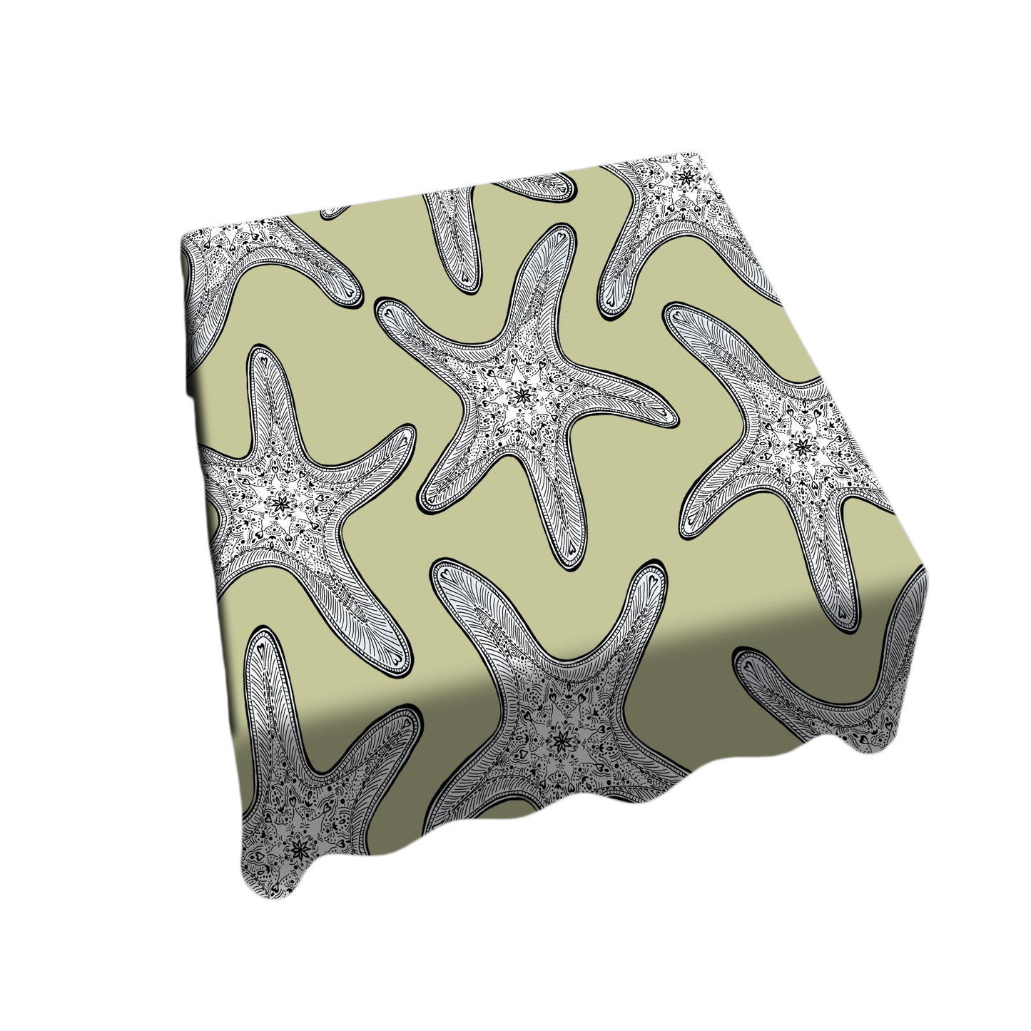 Starfish On Chartreuse Square Tablecloth by Fifo