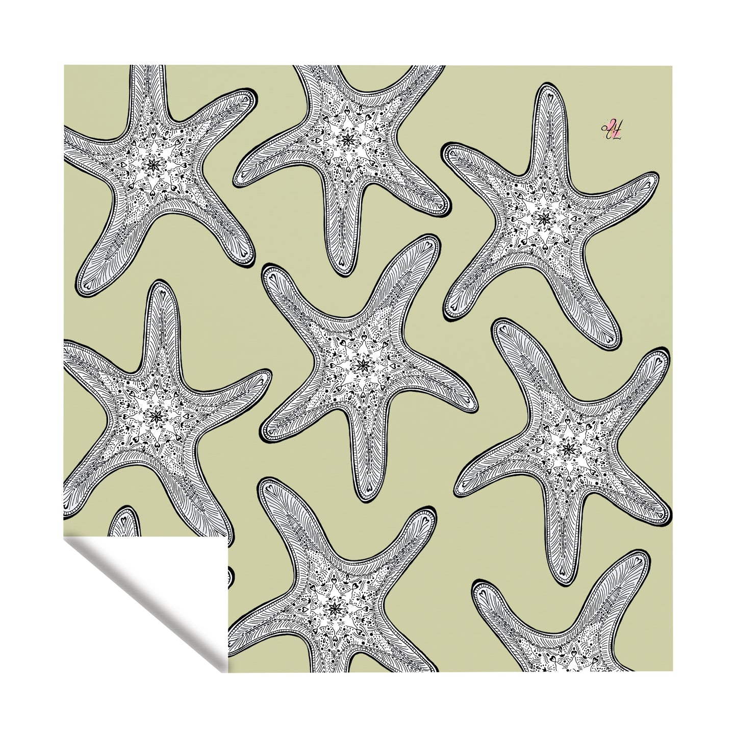 Starfish On Chartreuse Square Tablecloth by Fifo