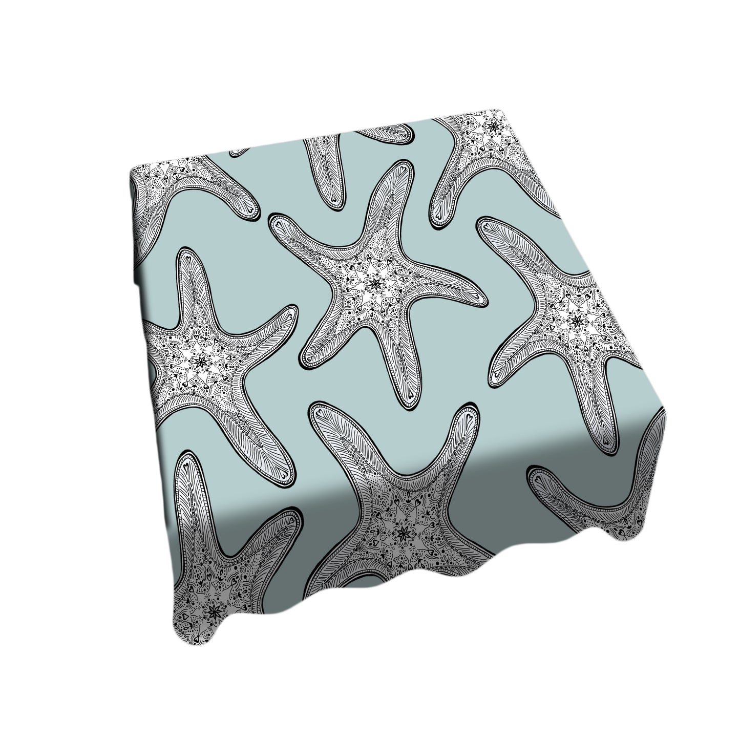 Starfish On Sea-Green Square Tablecloth by Fifo