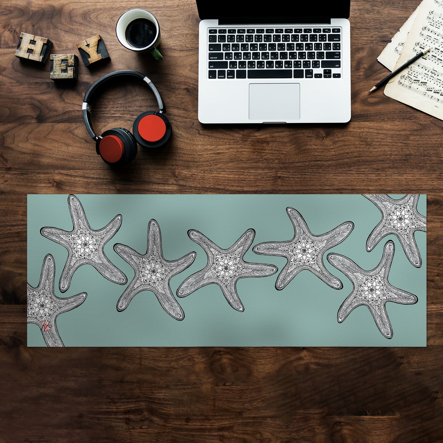 Starfish On Sea-Moss Desk Pad by Fifo