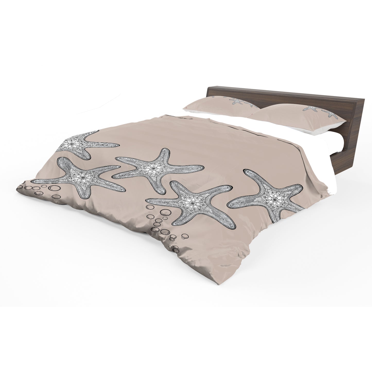 Starfish On Taupe Duvet Cover Set by Fifo
