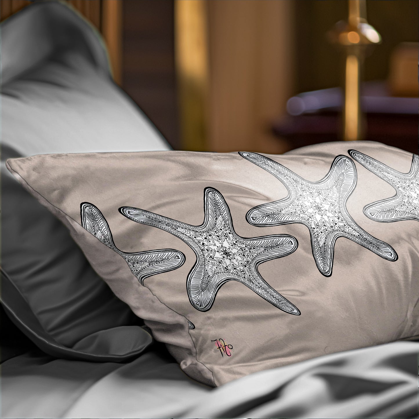 Starfish On Taupe Oblong Oblong Luxury Scatter by Fifo