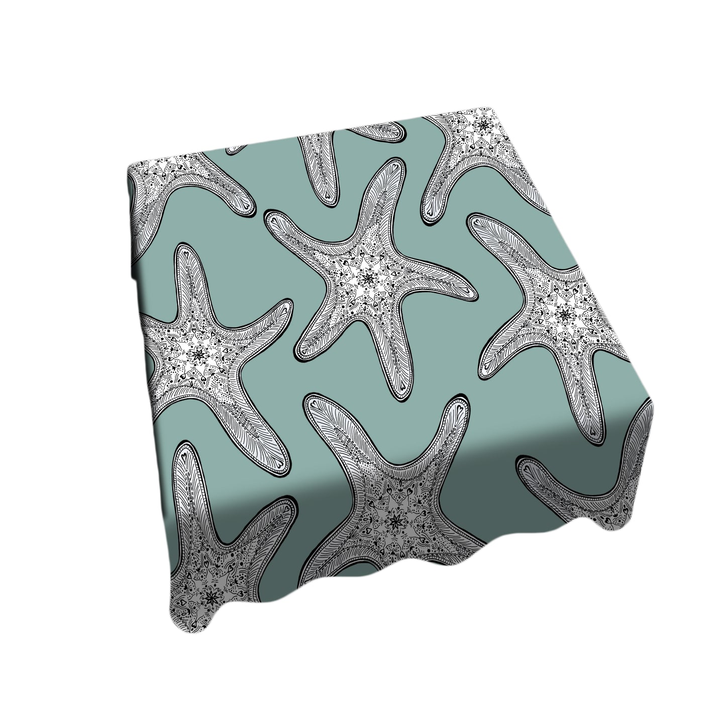 Starfish on Sea-Moss Square Tablecloth by Fifo