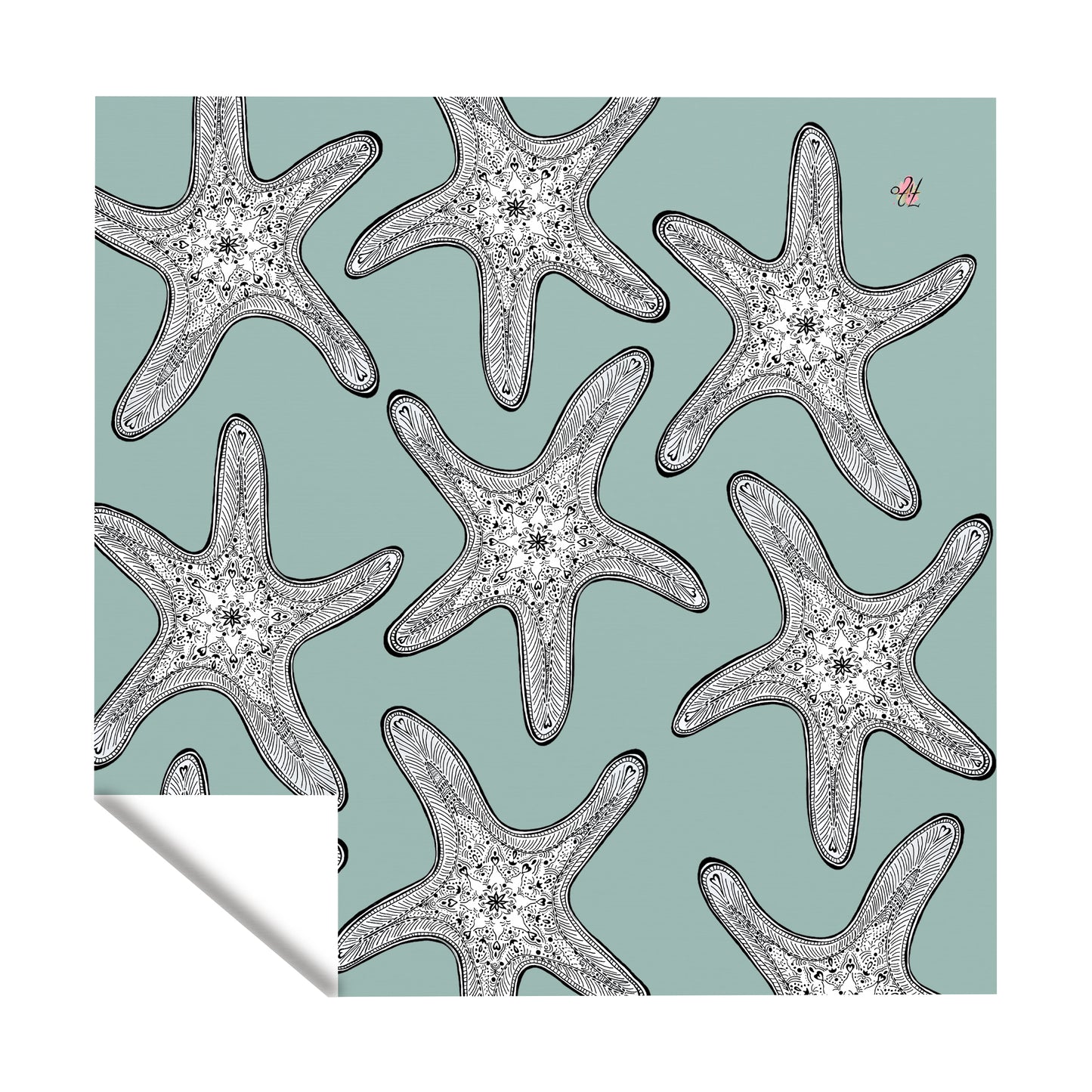 Starfish on Sea-Moss Square Tablecloth by Fifo