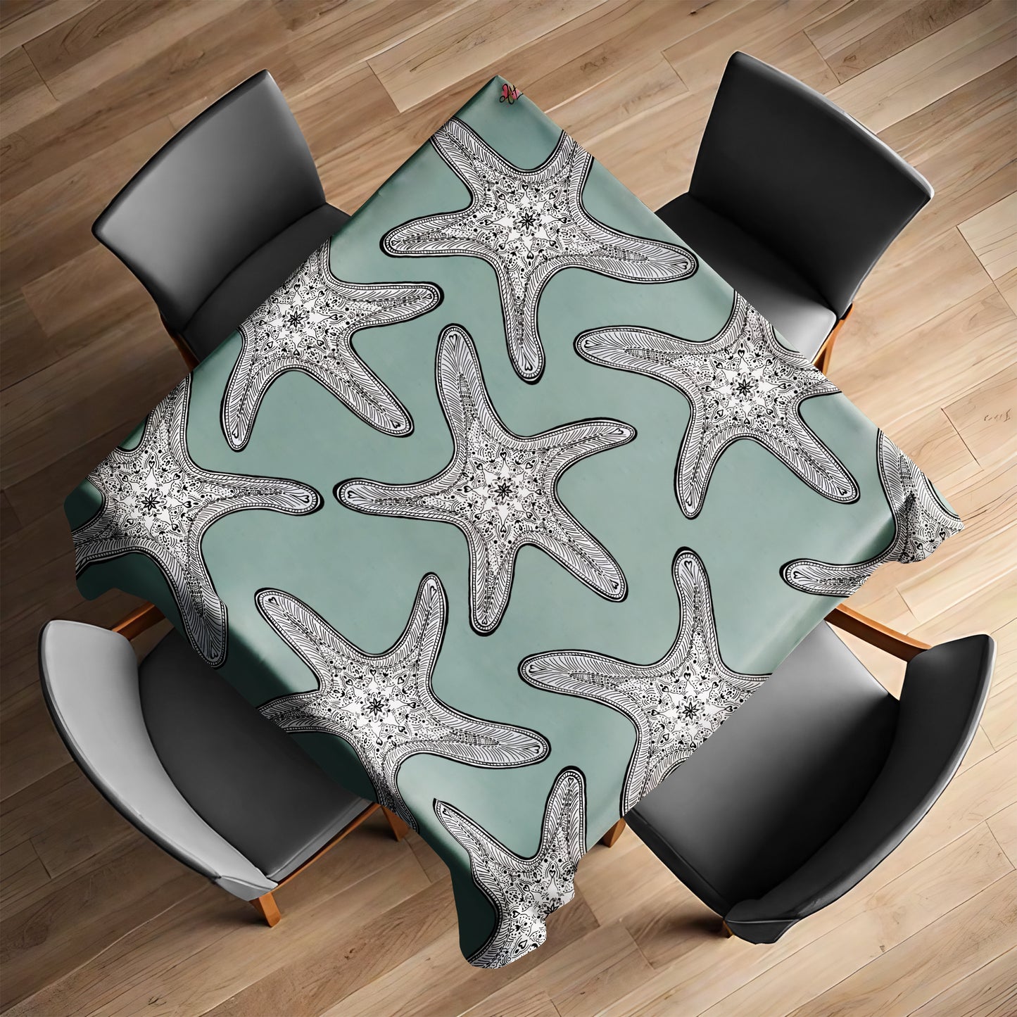 Starfish on Sea-Moss Square Tablecloth by Fifo