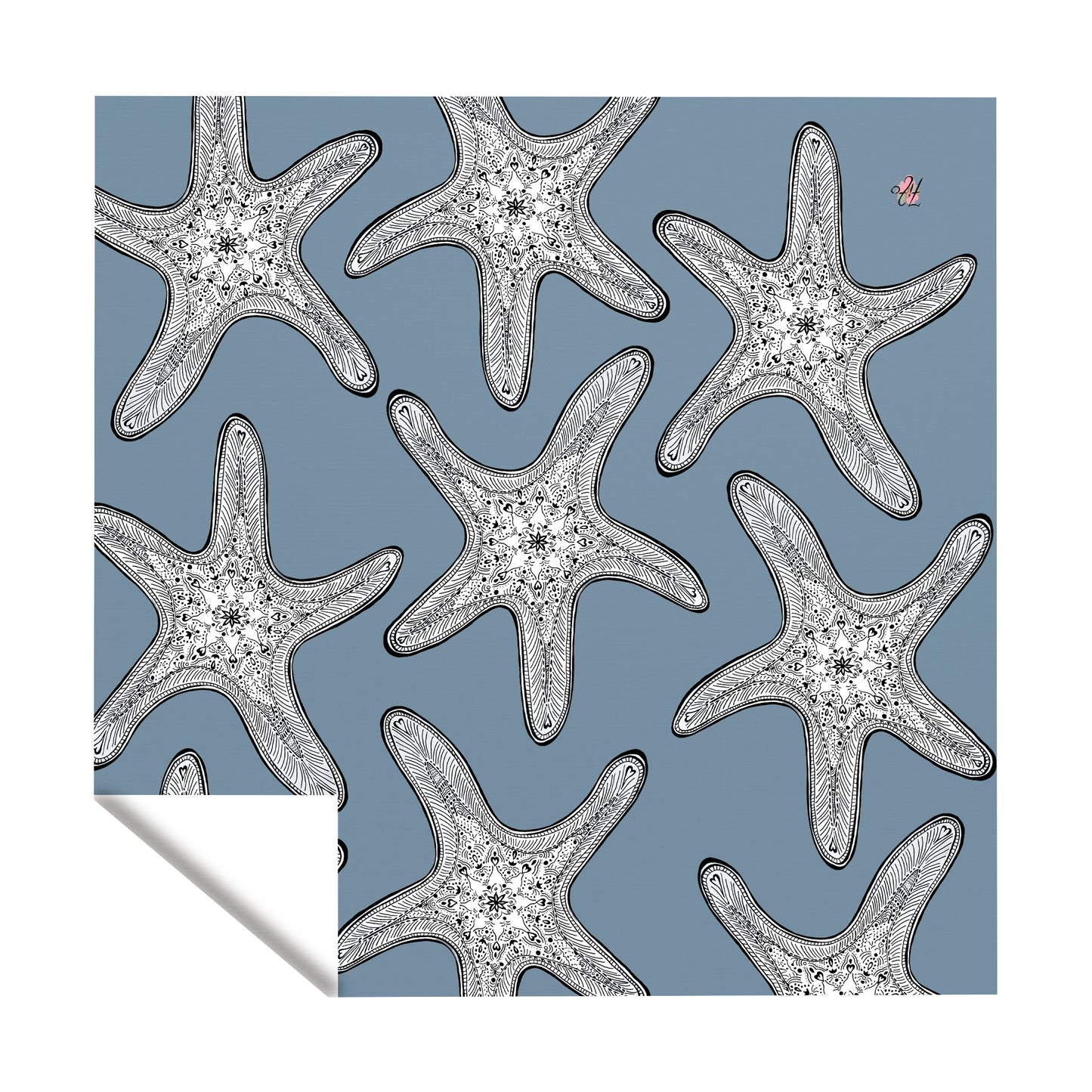 Starfish on Smokey Blue Square Tablecloth by Fifo