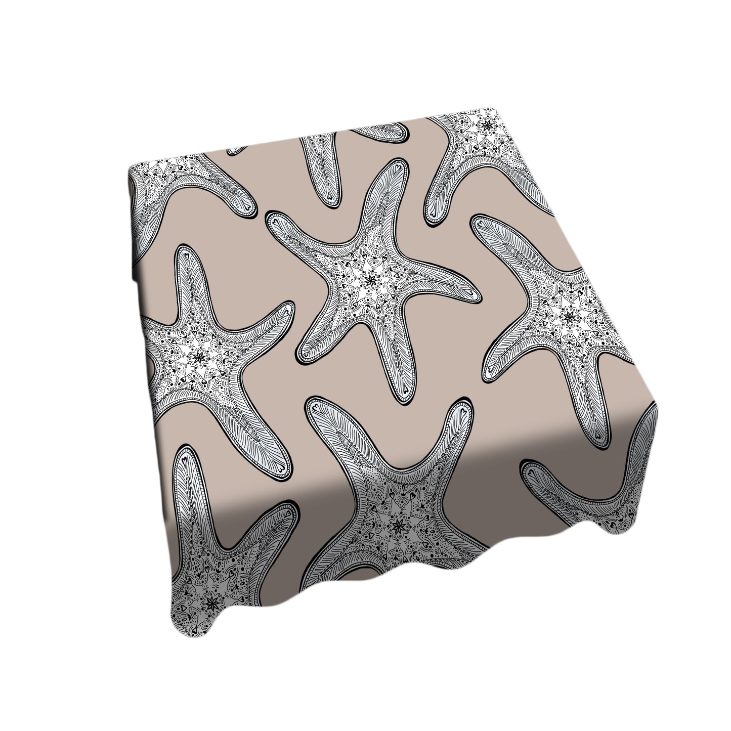 Starfish on Taupe Square Tablecloth by Fifo