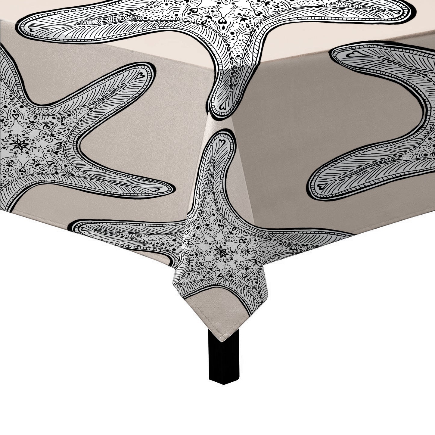 Starfish on Taupe Square Tablecloth by Fifo