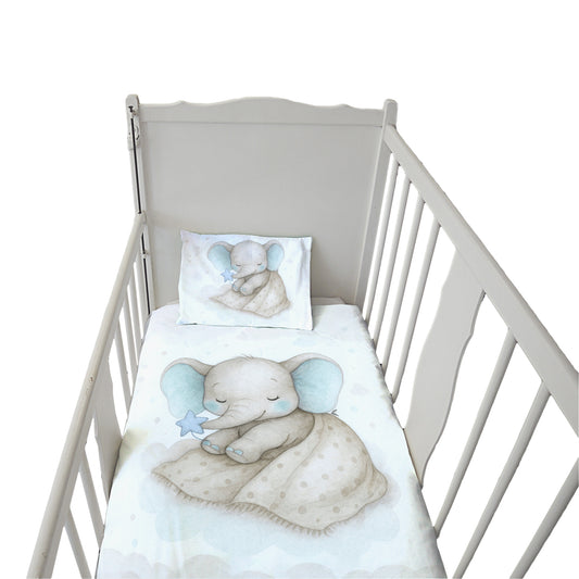 Starry Nap Blue Elephant Cot Set by Nathan Pieterse