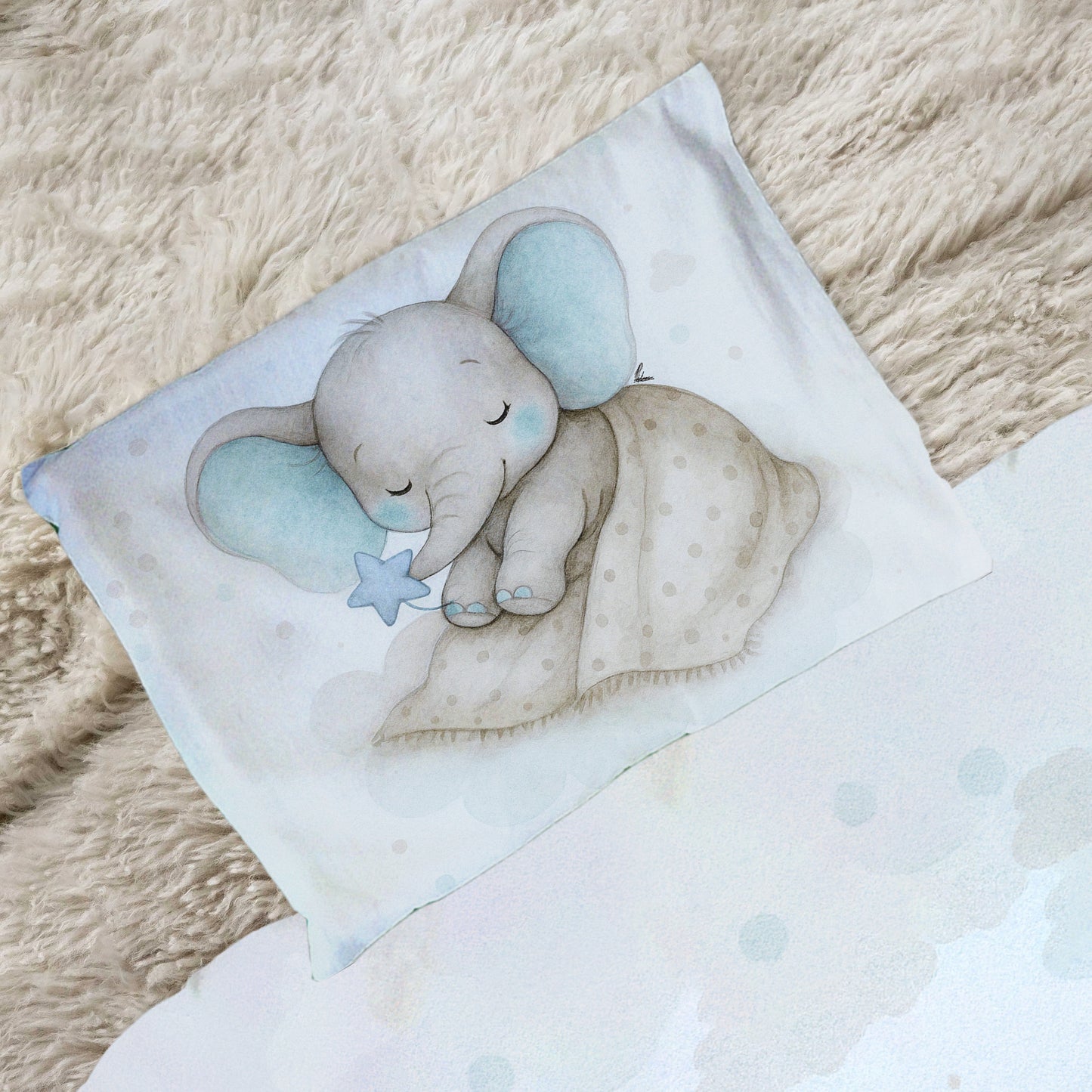 Starry Nap Blue Elephant Cot Set by Nathan Pieterse